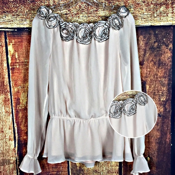 Adrienne Vittadini Tops - Adrienne Vittadini Blush Top With Flowers Lined